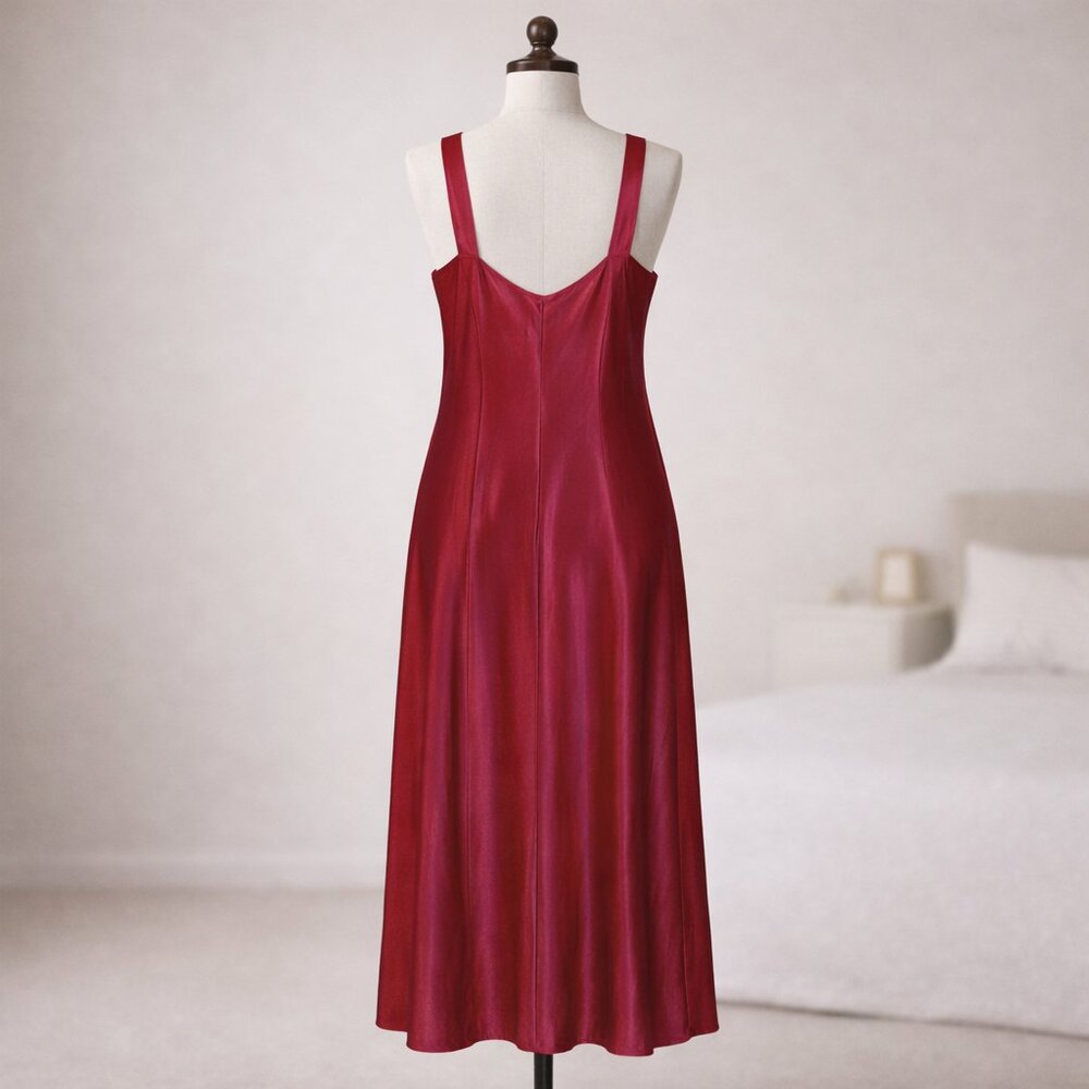 Private Luxuries Deep Rose Pink Satin Slip Dress Size XL Flawed-thread pulls - Picture 2 of 8